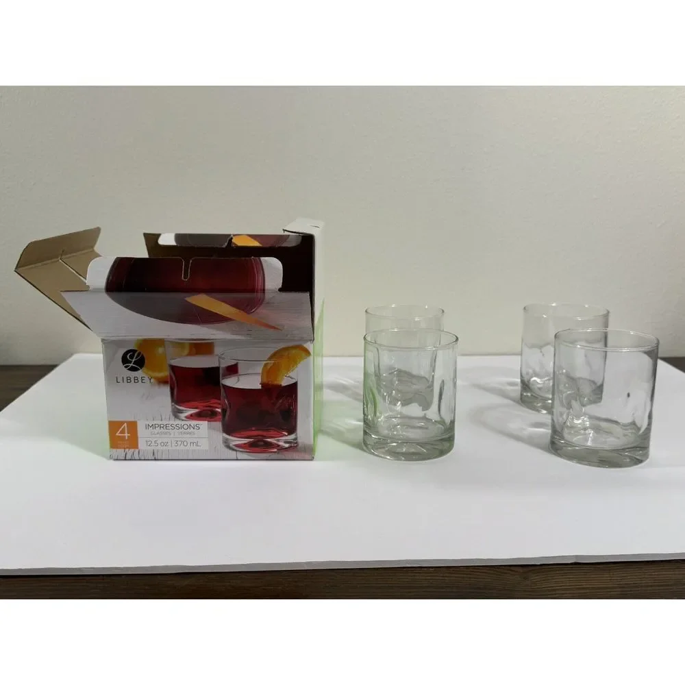 Libbey Intuition 11.75‎ Ounce Double Old-Fashioned Glass Set 4 Cocktail Glasses